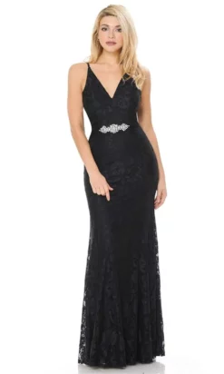 Lenovia - 5192 Lace V Neck Long Sheath Dress -Hot Sale WEDDING Store lenovia 5192 lace v neck long sheath dress bridesmaid dresses xs black 27947631706195