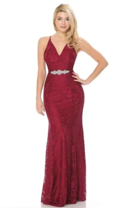 Lenovia - 5192 Lace V Neck Long Sheath Dress -Hot Sale WEDDING Store lenovia 5192 lace v neck long sheath dress bridesmaid dresses xs burgundy 27947642224723