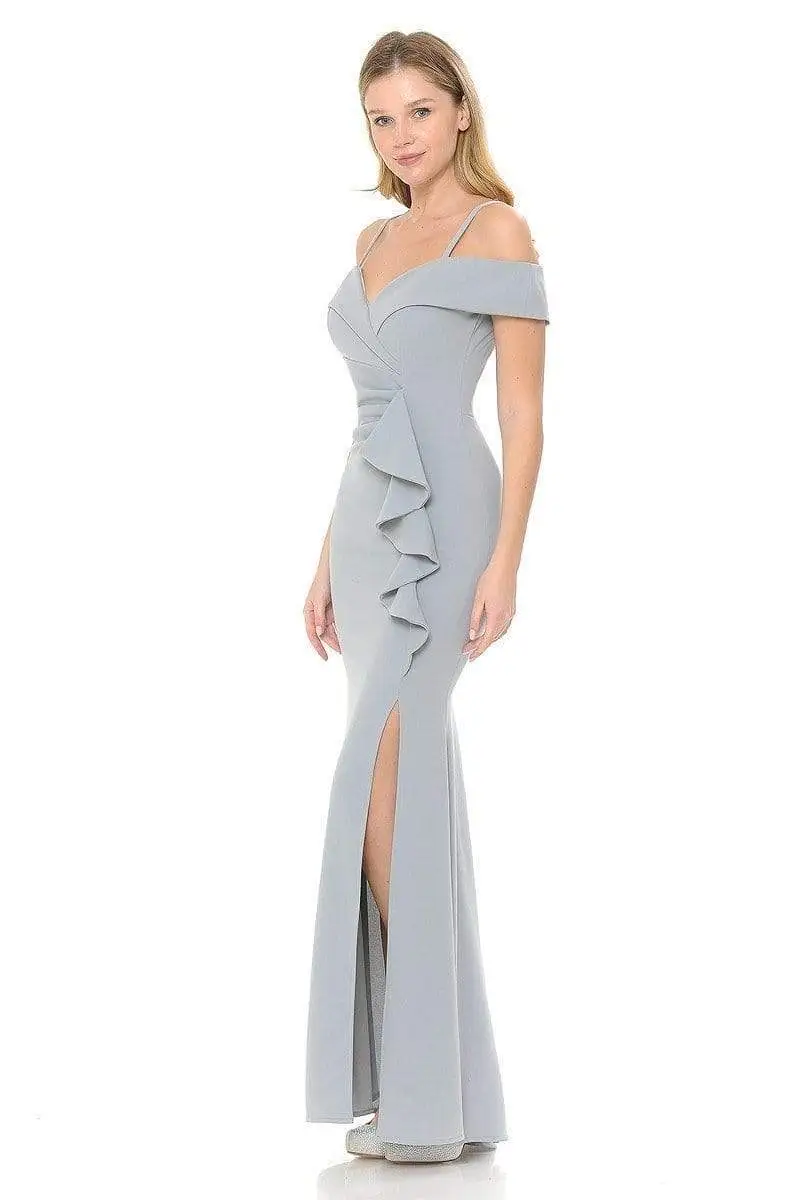 Lenovia - 5206 Ruffle Detailed Off-Shoulder Trumpet Dress 1 Lenovia - 5206 Ruffle Detailed Off-Shoulder Trumpet Dress