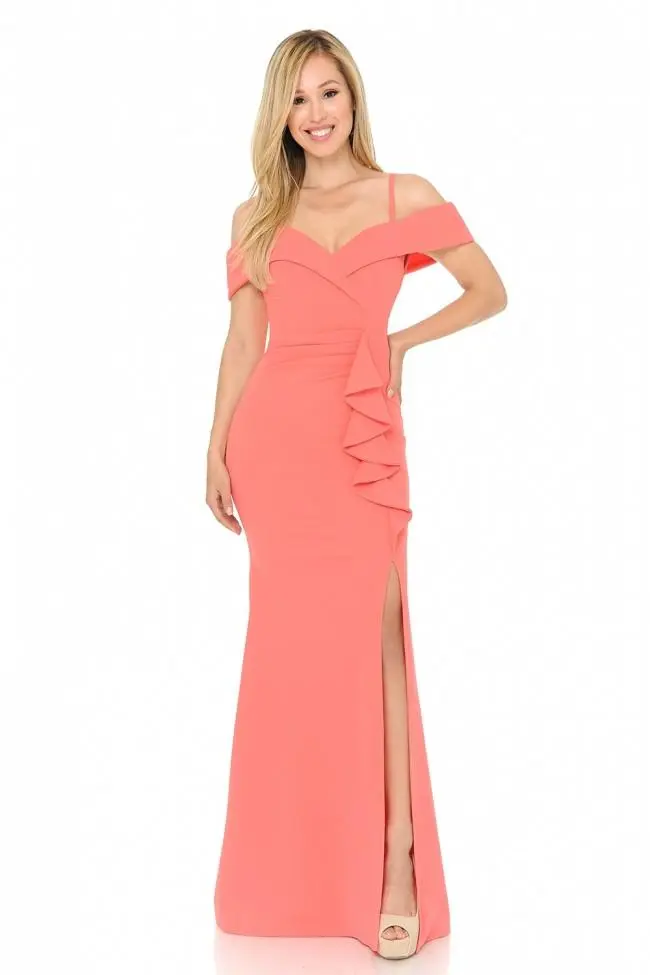 Lenovia - 5206 Ruffle Detailed Off-Shoulder Trumpet Dress 7 Lenovia - 5206 Ruffle Detailed Off-Shoulder Trumpet Dress - Image 7