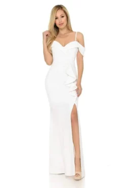 Lenovia - 5206 Ruffle Detailed Off-Shoulder Trumpet Dress 22 Lenovia - 5206 Ruffle Detailed Off-Shoulder Trumpet Dress -Hot Sale WEDDING Store lenovia 5206 ruffle detailed off shoulder trumpet dress bridesmaid dresses xs ivory 28073387884627
