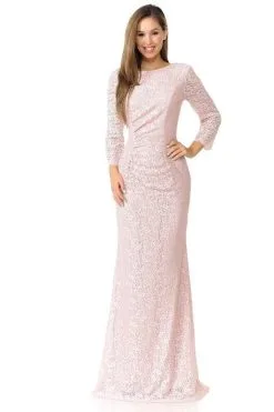 Lenovia - 5209 Quarter Length Lace Trumpet Dress