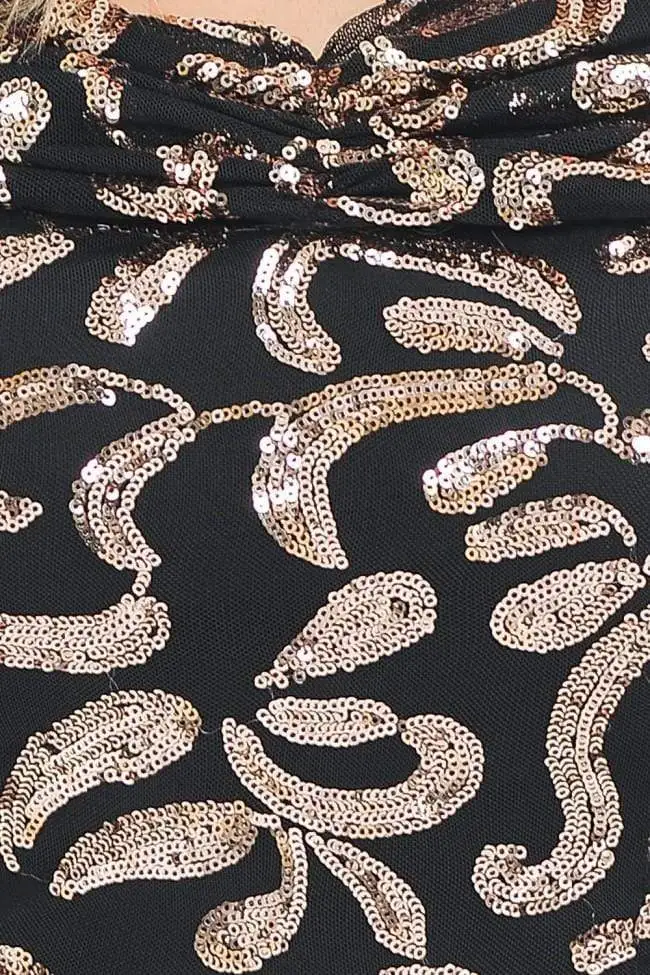 Lenovia - 5210 Ruched Off Shoulder Sheer Paisley Sequin Evening Dress 5 Lenovia - 5210 Ruched Off Shoulder Sheer Paisley Sequin Evening Dress - Image 5