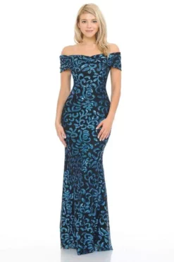 Lenovia - 5210 Ruched Off Shoulder Sheer Paisley Sequin Evening Dress 15 Lenovia - 5210 Ruched Off Shoulder Sheer Paisley Sequin Evening Dress -Hot Sale WEDDING Store lenovia 5210 ruched off shoulder sheer paisley sequin evening dress evening dresses xs black turquoise 28074742186067