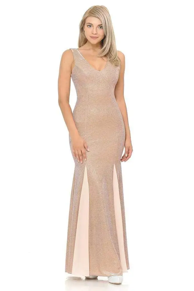 Lenovia - 5218 Plunging V-neck Chiffon Trumpet Dress 4 Lenovia - 5218 Plunging V-neck Chiffon Trumpet Dress - Image 4