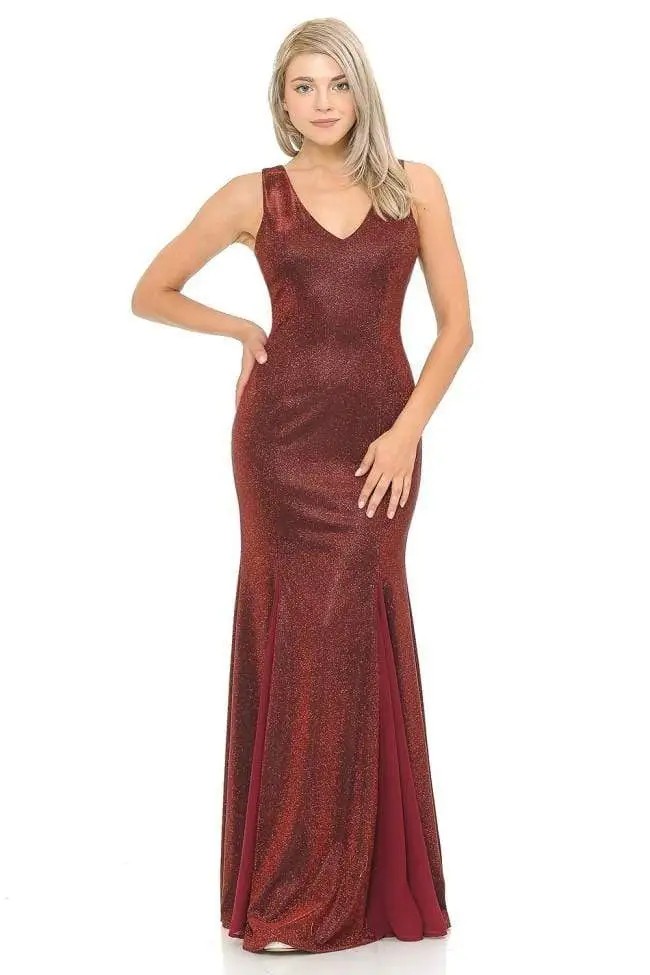 Lenovia - 5218 Plunging V-neck Chiffon Trumpet Dress 2 Lenovia - 5218 Plunging V-neck Chiffon Trumpet Dress - Image 2