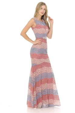 Lenovia - 5221 Sheer Lace Color Block Trumpet Dress 17 Lenovia - 5221 Sheer Lace Color Block Trumpet Dress -Hot Sale WEDDING Store lenovia 5221 sheer lace color block trumpet dress bridesmaid dresses 28230008995923