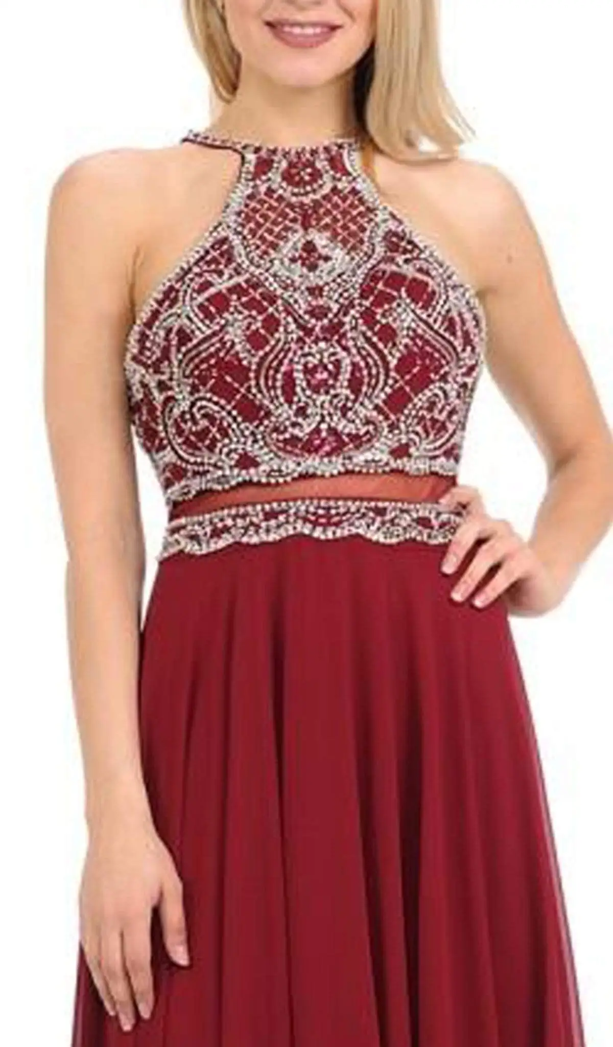 Lenovia - 8122 Crystal Beaded Halter Chiffon A-line Dress 6 Lenovia - 8122 Crystal Beaded Halter Chiffon A-line Dress - Image 6