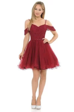 Lenovia - 8129 Bedazzled V-neck Tulle A-line Dress -Hot Sale WEDDING Store lenovia 8129 bedazzled v neck tulle a line dress bridesmaid dresses xs burgundy 28778166222931