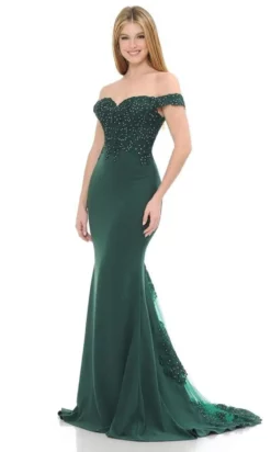 Lenovia - 8134 Embroidered Off Shoulder Trumpet Dress -Hot Sale WEDDING Store lenovia 8134 embroidered off shoulder trumpet dress bridesmaid dresses xs hunter green 27947638653011