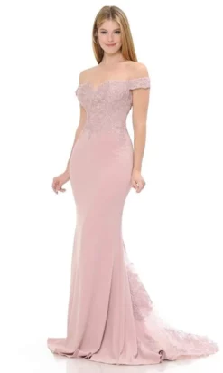 Lenovia - 8134 Embroidered Off Shoulder Trumpet Dress -Hot Sale WEDDING Store lenovia 8134 embroidered off shoulder trumpet dress bridesmaid dresses xs mauve 27947635933267