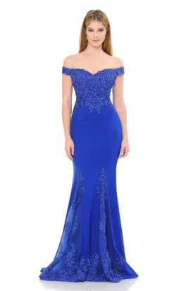 Lenovia - 8137 Embroidered Off Shoulder Trumpet Dress -Hot Sale WEDDING Store lenovia 8137 embroidered off shoulder trumpet dress bridesmaid dresses xs royal 28778255548499