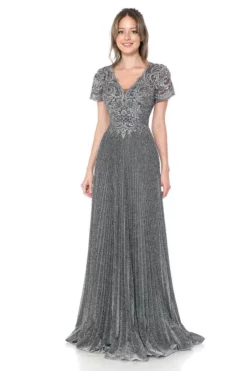 Lenovia - 8139 Embroidered V Neck A-line Gown -Hot Sale WEDDING Store lenovia 8139 embroidered v neck a line gown mother of the bride dresses xs charcoal 31844056432723