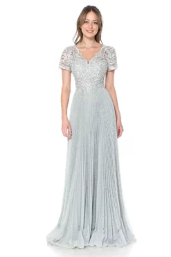 Lenovia - 8139 Embroidered V Neck A-line Gown -Hot Sale WEDDING Store lenovia 8139 embroidered v neck a line gown mother of the bride dresses xs silver 31844063182931