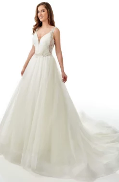 Lo'Adoro Bridal By Rachel Allan - M756 Plunging V-Neck Ruched Gown