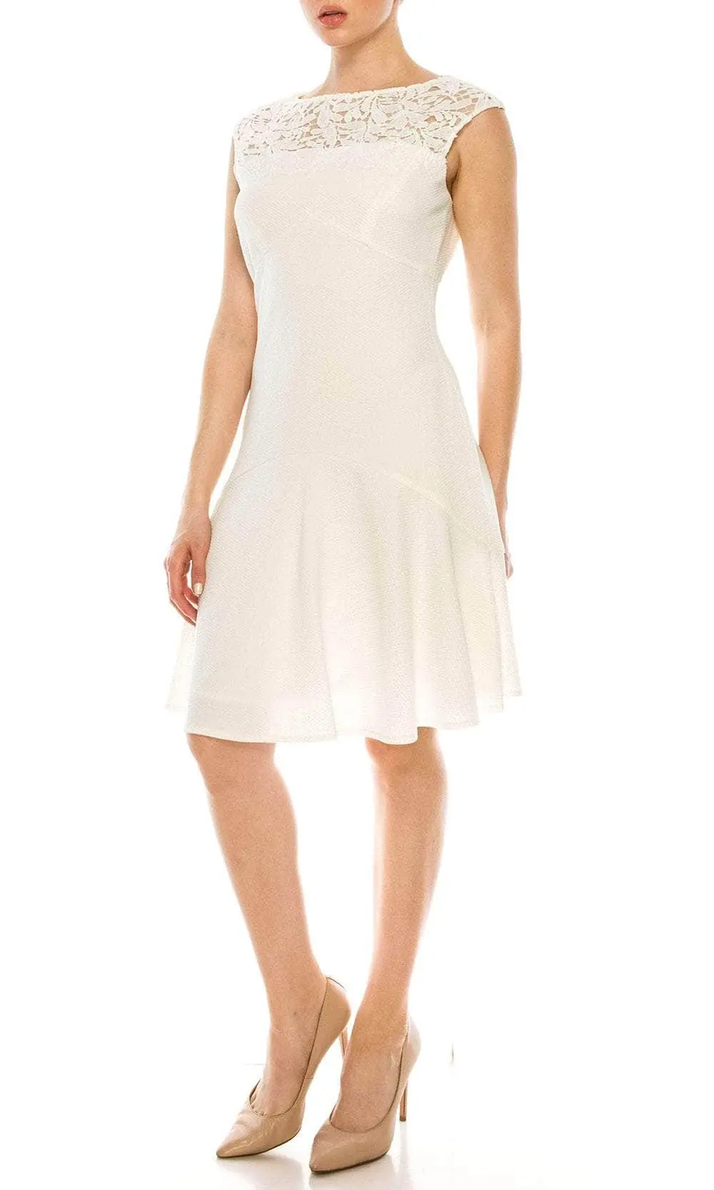 London Times L2515M - Lace Bateau Cocktail Dress 3 London Times L2515M - Lace Bateau Cocktail Dress - Image 3