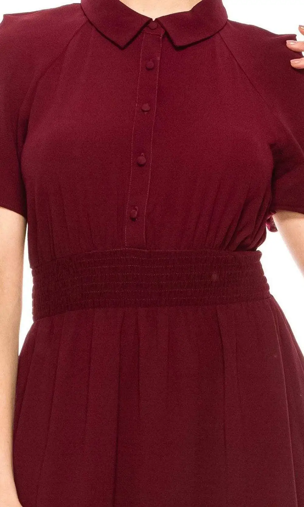 London Times - T5418M Collared Modest Flowy Midi Dress 4 London Times - T5418M Collared Modest Flowy Midi Dress - Image 4