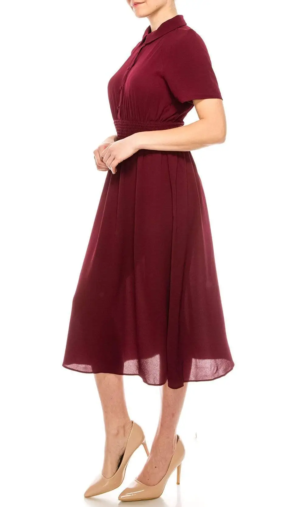 London Times - T5418M Collared Modest Flowy Midi Dress 3 London Times - T5418M Collared Modest Flowy Midi Dress - Image 3