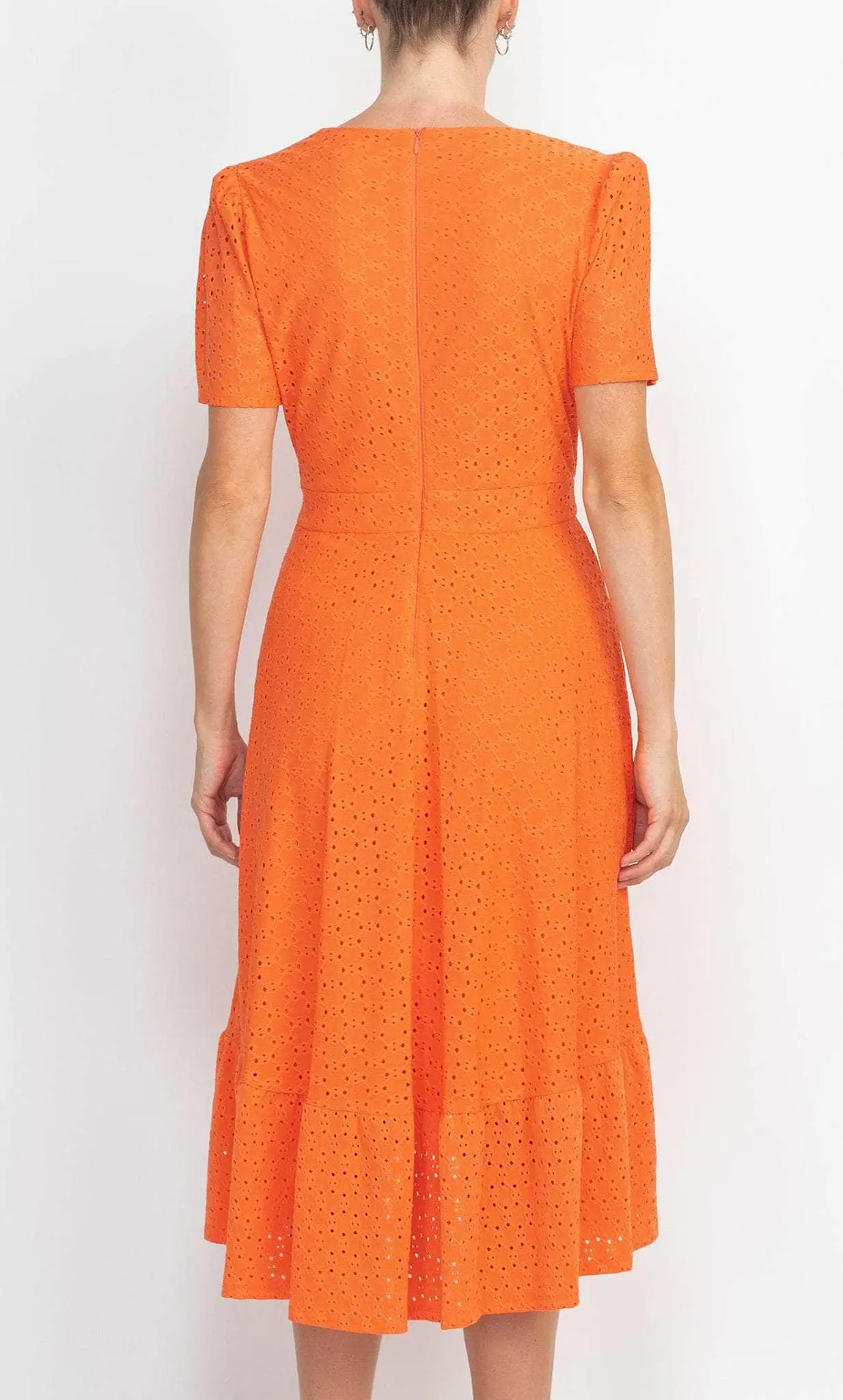 London Times T5649M - Lace A-line Faux Wrap Casual Dress 2 London Times T5649M - Lace A-line Faux Wrap Casual Dress - Image 2