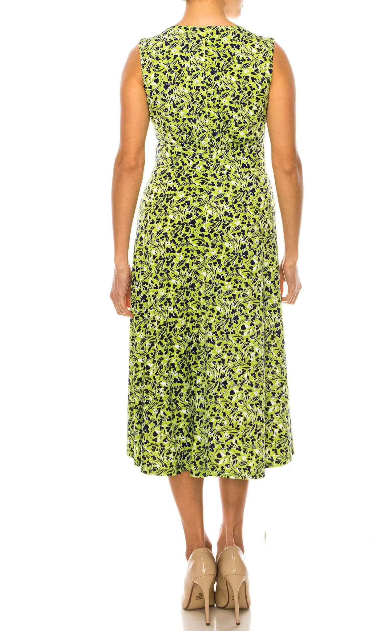 London Times T5758M - Sleeveless Floral Print Midi Dress 4 London Times T5758M - Sleeveless Floral Print Midi Dress - Image 4