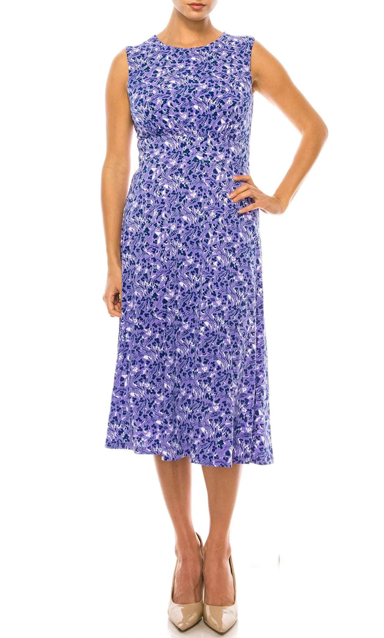 London Times T5758M - Sleeveless Floral Print Midi Dress 11 London Times T5758M - Sleeveless Floral Print Midi Dress - Image 11