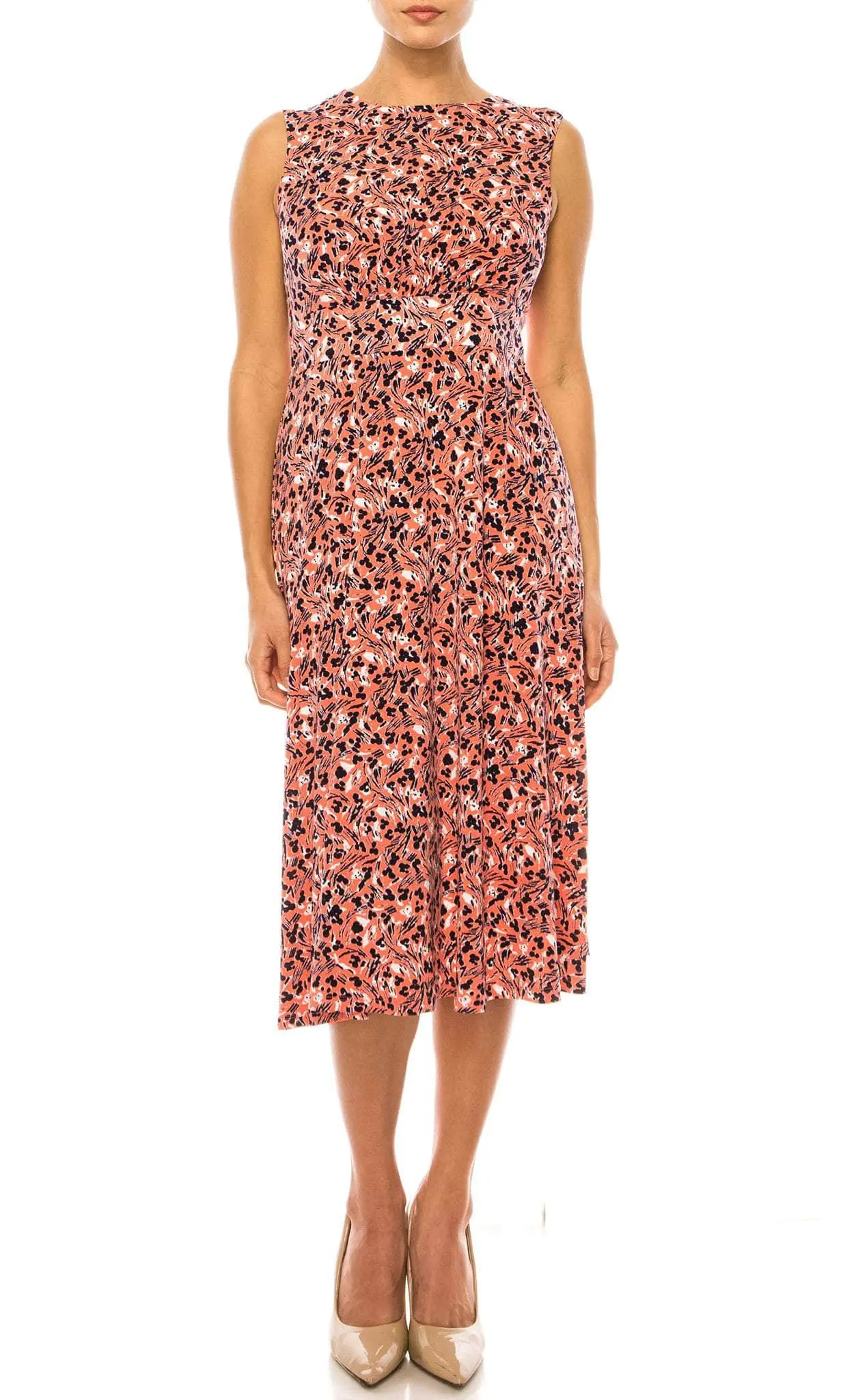 London Times T5758M - Sleeveless Floral Print Midi Dress 8 London Times T5758M - Sleeveless Floral Print Midi Dress - Image 8