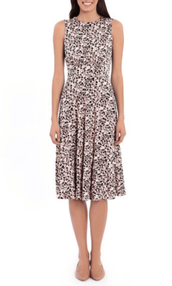 London Times T5758M - Sleeveless Floral Print Midi Dress
