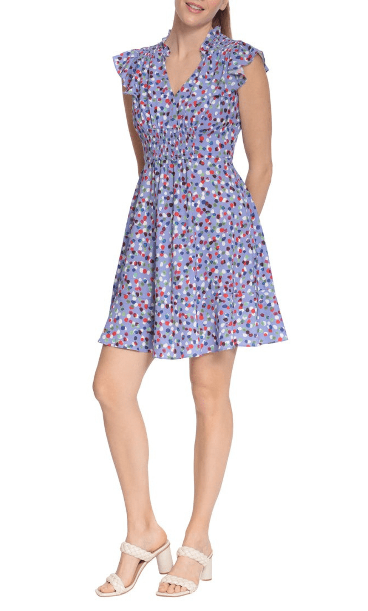 London Times T6305M - Polka Dotted Short Dress 1 London Times T6305M - Polka Dotted Short Dress
