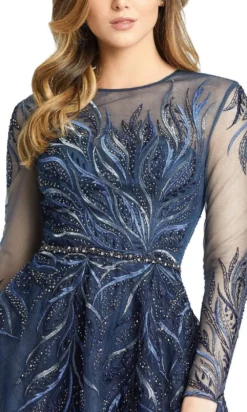 Mac Duggal - 11136 Embroidered Long Sleeve A-Line Dress -Hot Sale WEDDING Store mac duggal 11136 embroidered long sleeve a line dress cocktail dresses 15874937913427