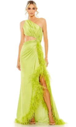 Mac Duggal 11689 - One Sleeve Feather Detailed Prom Dress -Hot Sale WEDDING Store mac duggal 11689 one sleeve feather detailed prom dress special occasion dress 0 lime 32189912055891