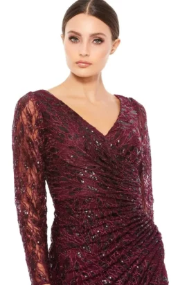 Mac Duggal - 12412 Long Sleeve Sequined Lace High Slit Dress 5 Mac Duggal - 12412 Long Sleeve Sequined Lace High Slit Dress -Hot Sale WEDDING Store mac duggal 12412 long sleeve sequined lace high slit dress evening dresses 15732597030995