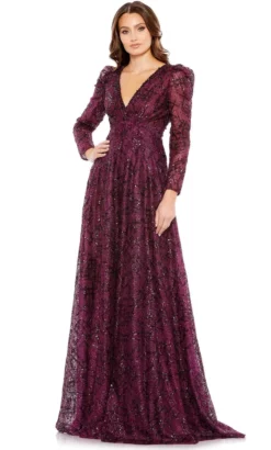 Mac Duggal 20353 - Long Sleeve V-Neck Evening Gown 9 Mac Duggal 20353 - Long Sleeve V-Neck Evening Gown -Hot Sale WEDDING Store mac duggal 20353 long sleeve v neck evening gown evening dresses 4 plum 31802090422355