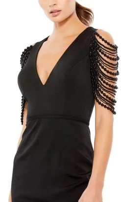 Mac Duggal 26526 - Draped Beaded Sleeve V-Neck Cocktail Dress -Hot Sale WEDDING Store mac duggal 26526 draped beaded sleeve v neck cocktail dress cocktail dresses 32197835292755