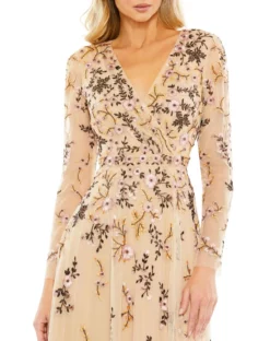 Mac Duggal - 35103 Sheer Long Sleeve Floral Dress -Hot Sale WEDDING Store mac duggal 35103 sheer long sleeve floral dress cocktail dresses 32375549329491