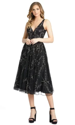 Mac Duggal - 5320 Tea Length Beaded A-Line Dress