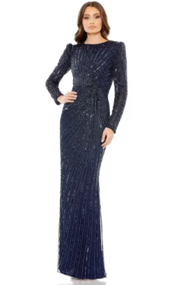 Mac Duggal 5641 - Long Sleeve Embellished Evening Dress -Hot Sale WEDDING Store mac duggal 5641 long sleeve embellished evening dress special occasion dress 0 navy 32189745528915