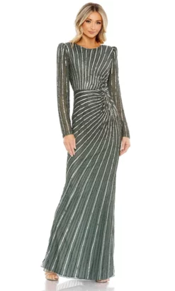 Mac Duggal 5641 - Long Sleeve Embellished Evening Dress -Hot Sale WEDDING Store mac duggal 5641 long sleeve embellished evening dress special occasion dress 0 slate grey 32189745135699
