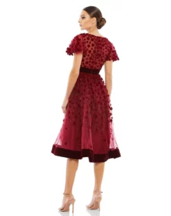 Mac Duggal - 67854 V-Neck Floral Appliqued Dress -Hot Sale WEDDING Store mac duggal 67854 v neck floral appliqued dress cocktail dresses 32361657073747