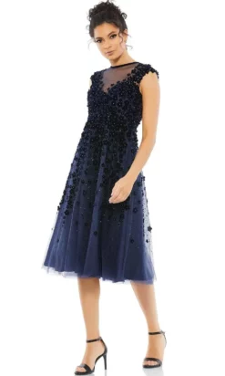 Mac Duggal 67910 - Cap Sleeve Floral Applique Cocktail Dress