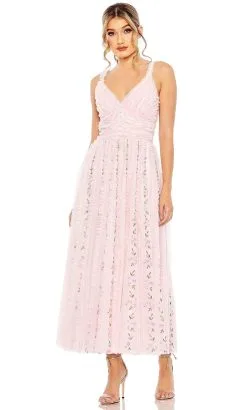 Mac Duggal 8027 - V-Neck Ruffle Embroidered Midi Dress -Hot Sale WEDDING Store mac duggal 8027 v neck ruffle embroidered midi dress holiday dresses 32198662127699