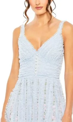 Mac Duggal 8027 - V-Neck Ruffle Embroidered Midi Dress -Hot Sale WEDDING Store mac duggal 8027 v neck ruffle embroidered midi dress holiday dresses 32198722191443