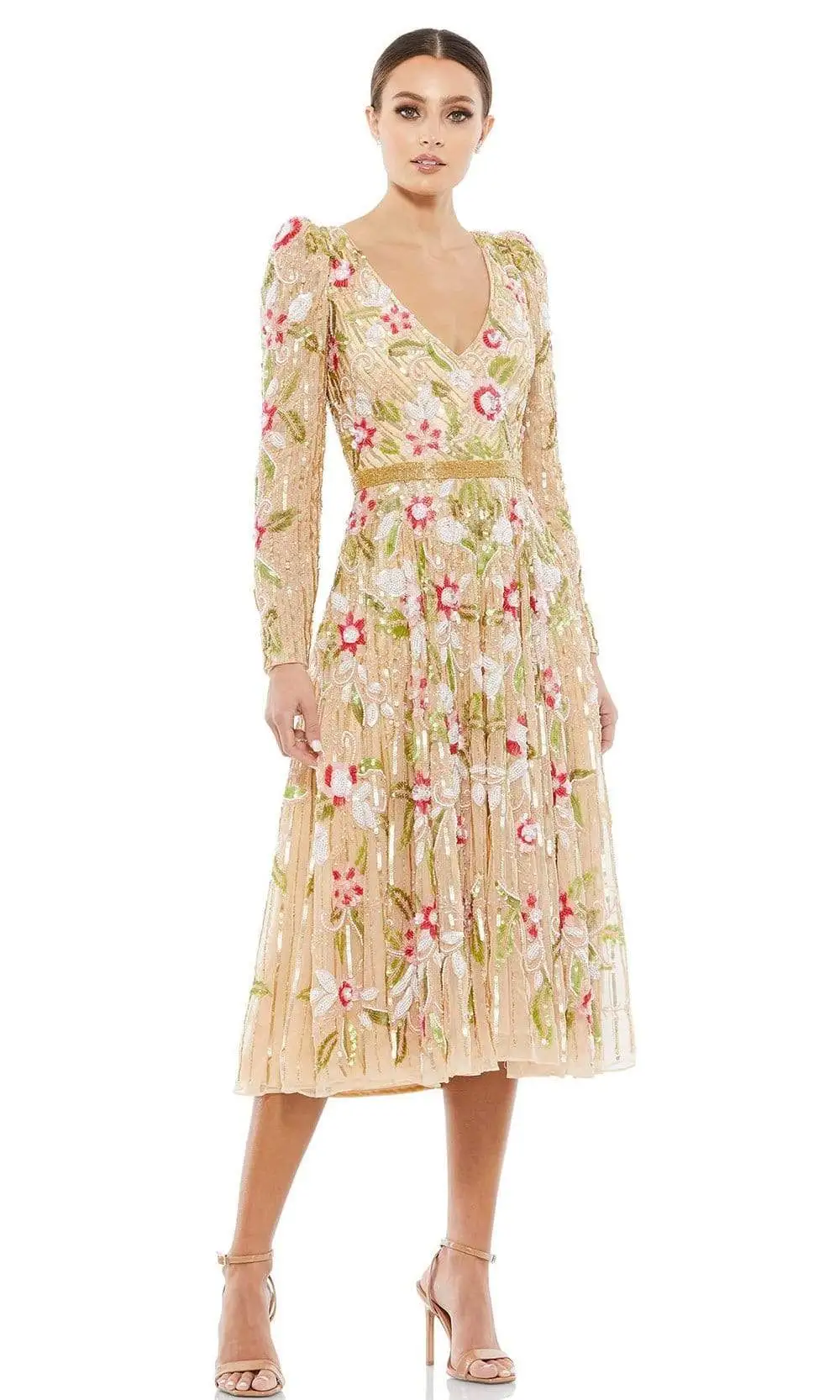 Mac Duggal Cocktail - 5415D V-Neck Sequin A-Line Dress 1 Mac Duggal Cocktail - 5415D V-Neck Sequin A-Line Dress