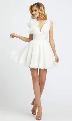 Mac Duggal Evening - 48952D Ruffle Ornate Shirred Cocktail Dress -Hot Sale WEDDING Store mac duggal evening 48952d ruffle ornate shirred cocktail dress special occasion dress 0 white 28889254133843