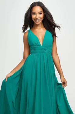 Madison James - 19-193 Plunging Neck Empire Waist Chiffon A-Line Gown -Hot Sale WEDDING Store madison james 19 193 plunging neck empire waist chiffon a line gown special occasion dress 13745169662035