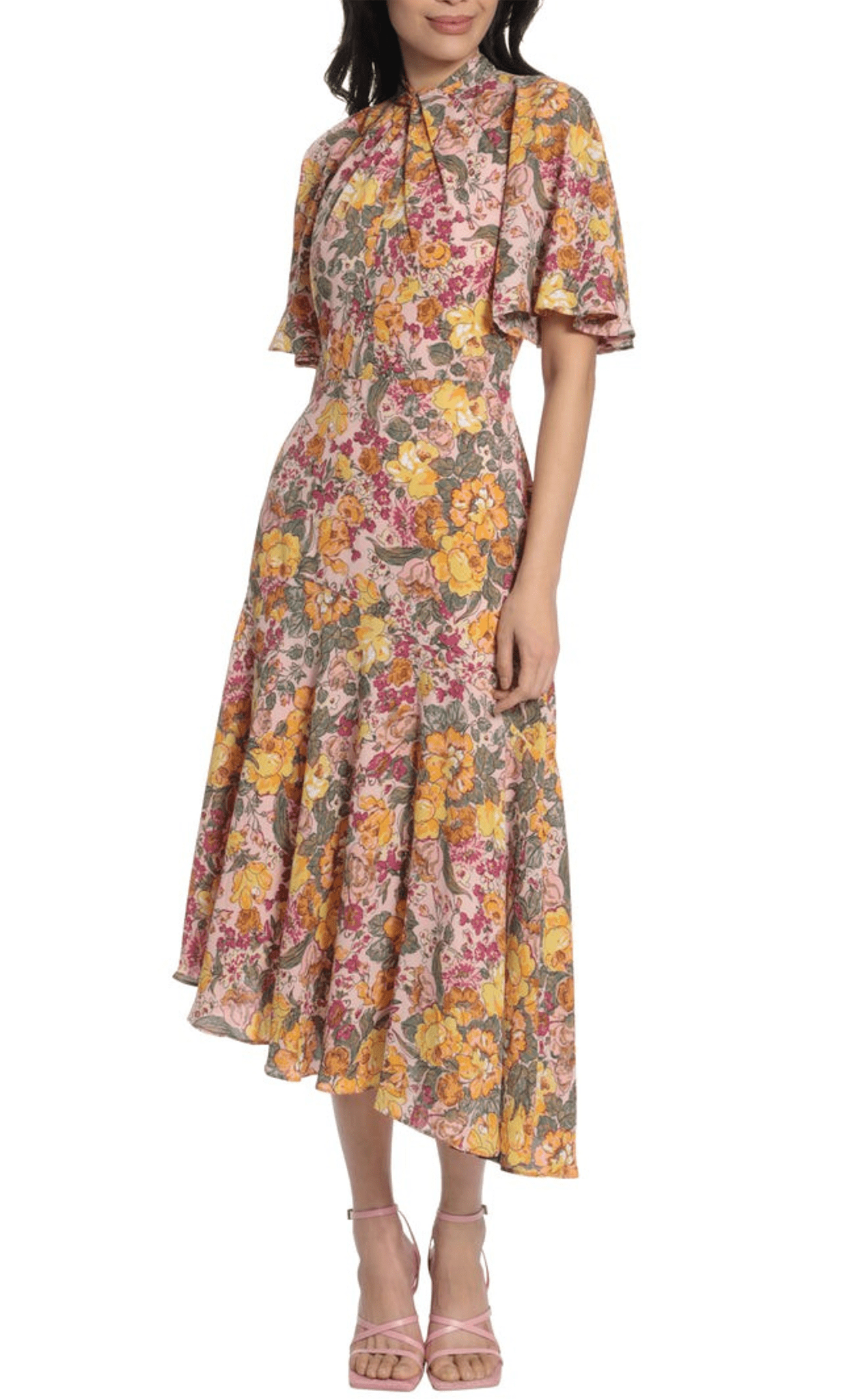 Maggy London G5242M - Asymmetrical Floral A-line Dress 1 Maggy London G5242M - Asymmetrical Floral A-line Dress