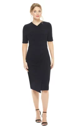 Maggy London - GSN13M Knee Length Draped Sheath Dress