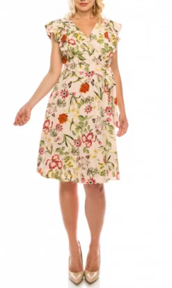 Maggy London - GSP13M Flutter Sleeve Floral Print A-Line Dress -Hot Sale WEDDING Store maggy london gsp13m flutter sleeve floral print a line dress cocktail dresses 14752521945171