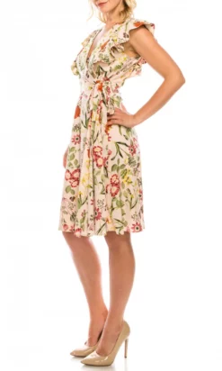Maggy London - GSP13M Flutter Sleeve Floral Print A-Line Dress -Hot Sale WEDDING Store maggy london gsp13m flutter sleeve floral print a line dress cocktail dresses 14752522076243