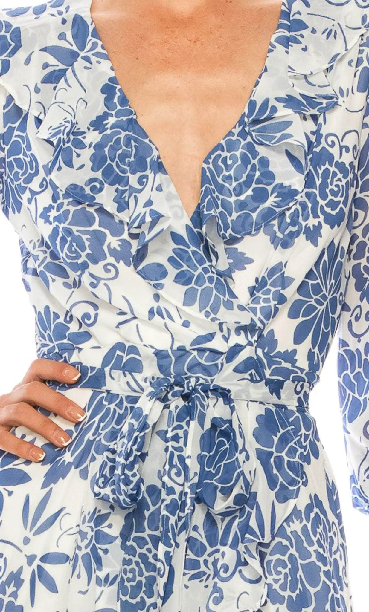 Maison Tara 58399MA - Ruffled V-Neck Floral Cocktail Dress 5 Maison Tara 58399MA - Ruffled V-Neck Floral Cocktail Dress - Image 5