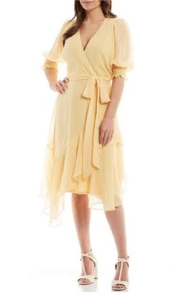 Maison Tara 58400MA - V-Neck Tie Waist Cocktail Dress -Hot Sale WEDDING Store maison tara 58400ma v neck tie waist cocktail dress special occasion dress 0 sunflower 32266791125075